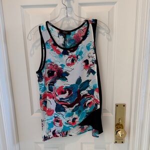 Floral Print Tank Top - Red and Blue
